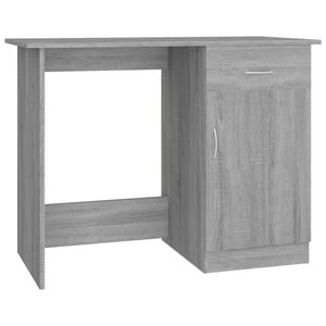vidaXL Бюро, сив сонома, 100x50x76 см, инженерно дърво