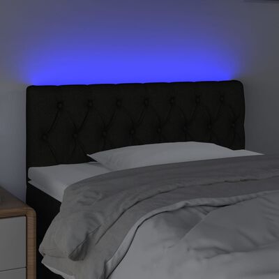 vidaXL LED горна табла за легло, черна, 90x7x78/88 см, плат