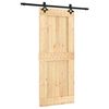 vidaXL Преплъзваща се врата Естествено и черно 85 x 210 cm