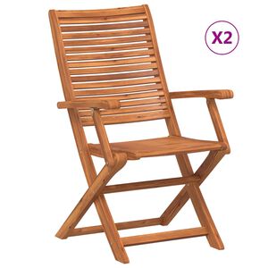 vidaXL Сгъваеми столове с подлакътници 2 бр. Масивна акация