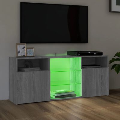 vidaXL ТВ шкаф с LED осветление, сив сонома, 120x30x50 см
