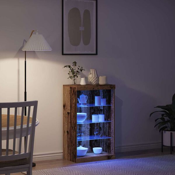 vidaXL LED конзолна маса Старо дърво 60,5 x 37 x 100 см