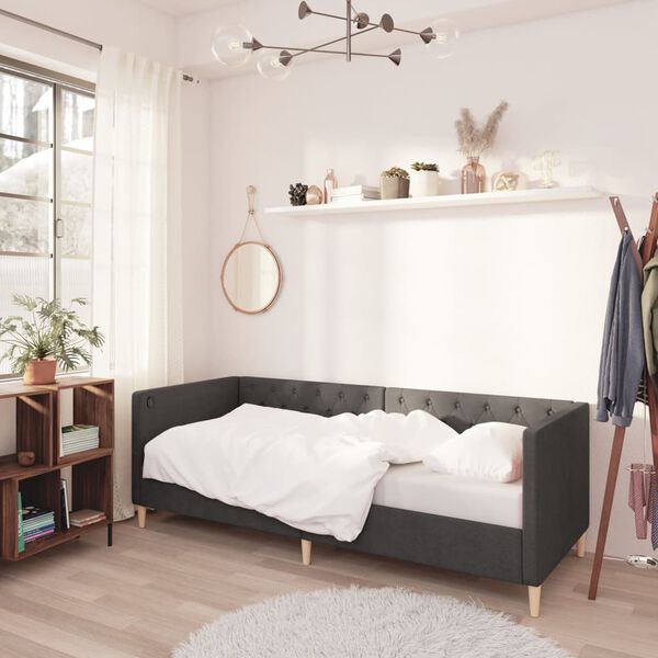 vidaXL Дневно легло, USB, тъмносиво, текстил, 90х200 см