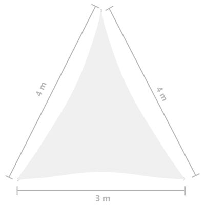 vidaXL Платно-сенник, Оксфорд плат, триъгълно, 3x4x4 м, бяло