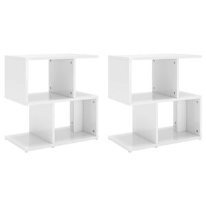vidaXL Нощни шкафчета, 2 бр, бял гланц, 50x30x51,5 см, инженерно дърво