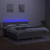 vidaXL Боксспринг легло с матрак и LED, светлосиво, 180x200 см, плат
