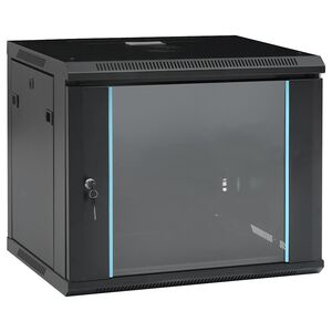 vidaXL 9U Сървърен шкаф за стенен монтаж, 19", IP20, 600x450x510 мм