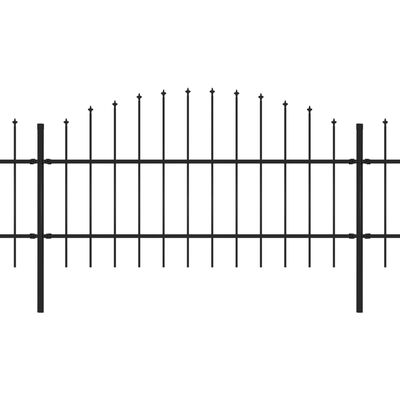 vidaXL Градинска ограда с пики, стомана, (0,75-1)x3,4 м, черна