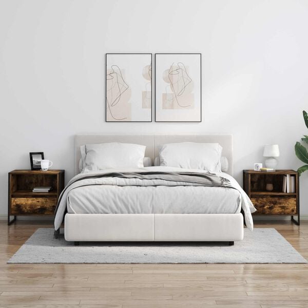 vidaXL Нощно шкафче Димящ дъб 50 x 39,5 x 50 см Инженерно дърво