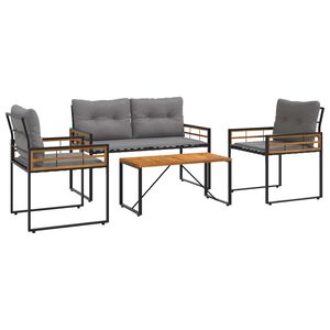 vidaXL Комплект за външни мебели с възглавница 4 pcs Светлосиво