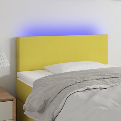 vidaXL LED горна табла за легло, зелена, 100x5x78/88 см, плат