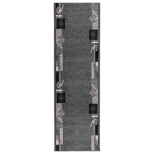 vidaXL Килим с пътека FLORNES Тъкан Сиво Листа 67 x 250 cm ПП 7 mm