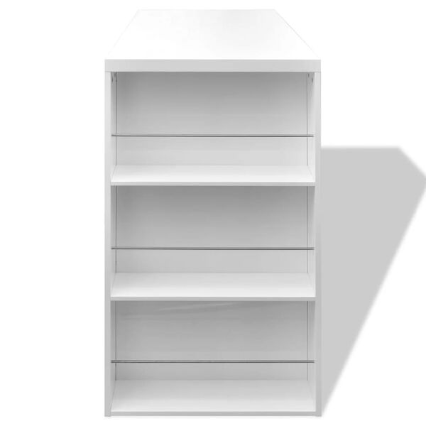 vidaXL Бар маса от МДФ със стелаж за вино, силен гланц, бяла