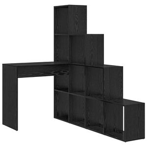 vidaXL Ъглово бюро с рафт Черния дъб 101,5 x 149,5 x 149,5 см