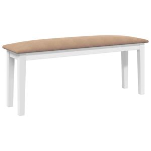 vidaXL Пейка 110 cm Бяла масивна дървесина Гума