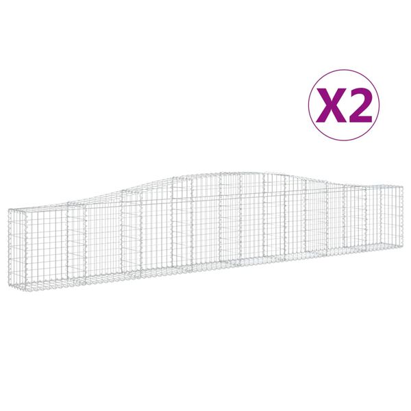 vidaXL Габионни кошници арка 2 бр 400x30x60/80 см поцинковано желязо