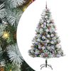 vidaXL С изкуствено коледно дърво Зелен и бял 210 cm
