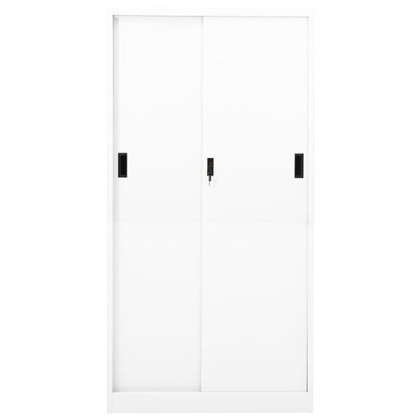vidaXL Офис шкаф с плъзгаща се врата, бял, 90x40x180 см, стомана