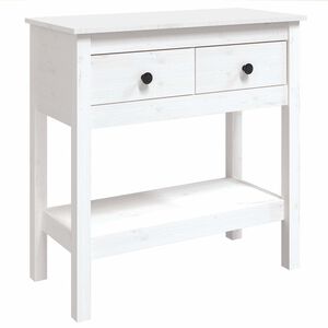 vidaXL Конзолна маса бяла 75x35x75 см борово дърво масив