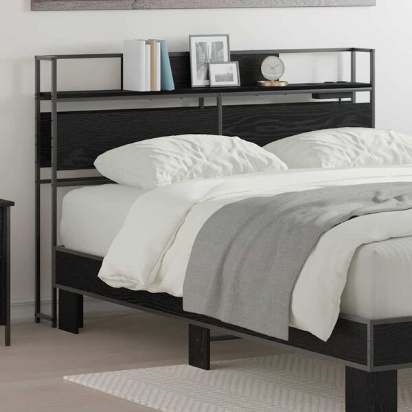 vidaXL Табла за съхранение с рафт Черен дъб 135 cm Инженерно дърво