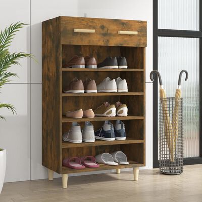 vidaXL Шкаф за обувки, опушен дъб, 60x35x105 см, инженерно дърво