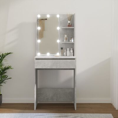 vidaXL Тоалетка с LED, бетонно сива, 60x40x140 см