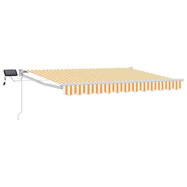 vidaXL Ръчен изтеглящ сенник с LED светлини Жълт и бял 3,5 x 2 m