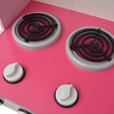 vidaXL Детска играчка - Кухня, дърво, 82x30x100 см, розово и бяло