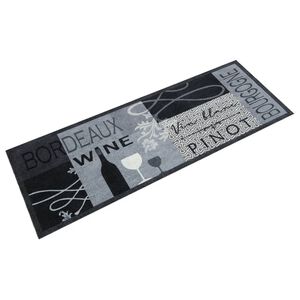 vidaXL Кухненско килимче, миещо, винен мотив, сиво, 45x150 см, кадифе