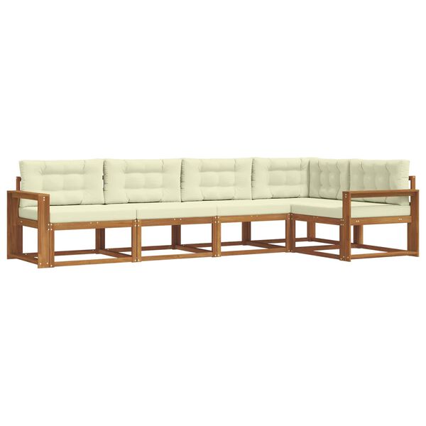 vidaXL Комплект дивани за открито 5 pcs Натурален и Крема