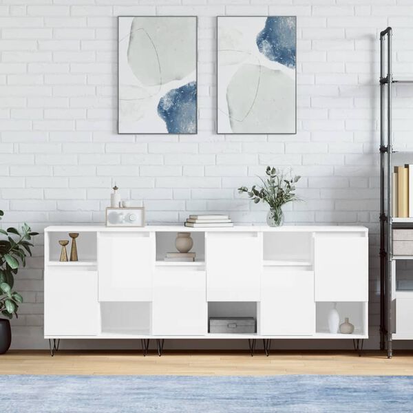 vidaXL Сайдборди, 3 бр, бял гланц, инженерно дърво