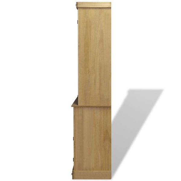 vidaXL Бюфет с витрина, мексикански бор, стил Корона