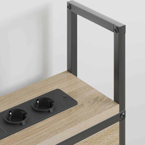 vidaXL Табла за легло за съхранение с зарядна станция дъб сонома