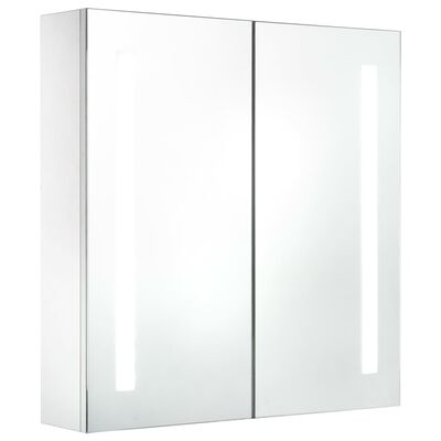 vidaXL LED шкаф с огледало за баня, 60x14x62 см