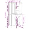 vidaXL Висок шкаф Дъб 69,5 x 34 x 180 см Инженерна дървесина и стъкло