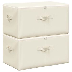 vidaXL Кутии за съхранение, 2 бр, текстил, 43x34x23 см, кремави
