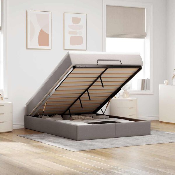 vidaXL Османска легло с матрак, таупе, 140x200 см, плат