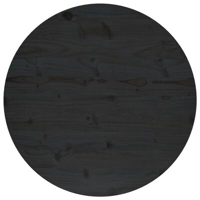 vidaXL Плот за маса, черен, Ø70x2,5 см, бор масив