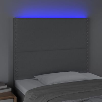 vidaXL LED горна табла за легло, светлосива, 90x5x118/128 см, плат