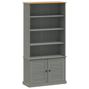 vidaXL Етажерка за книги VIGO сива 85x35x170 см бор масив