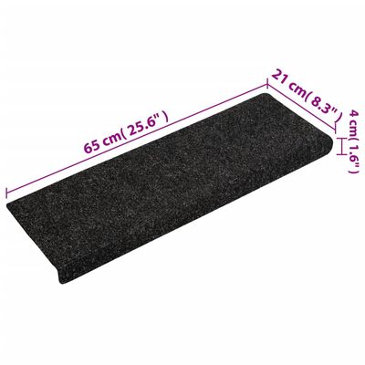 vidaXL Стелки за стъпала, 15 бр, пънч тъкан, 65x21x4 см, черни