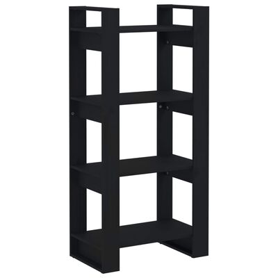 vidaXL Библиотека/разделител за стая, черна, 60x35x125 см, бор масив