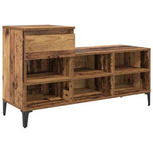 vidaXL Шкаф за обувки Старо дърво 102 x 36 x 60 см Инженерно дърво