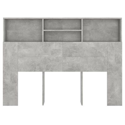 vidaXL Табла за легло тип шкаф, бетонно сива, 140x19x103,5 см
