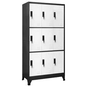 vidaXL Заключващ се шкаф, антрацит и бяло, 90x45x180 см, стомана