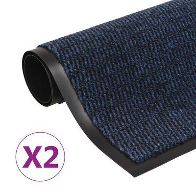 vidaXL Правоъгълни изтривалки 2 бр усукани влакна 60x90 см сини