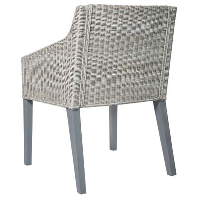 vidaXL Трапезен стол с възглавница, сив, естествен ратан