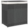 vidaXL Кош за пране с 2 секции, сив, 53x35x57 см, полиратан