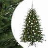 vidaXL Изкуствена коледна елха с топки 120 см 150 LED светодиода
