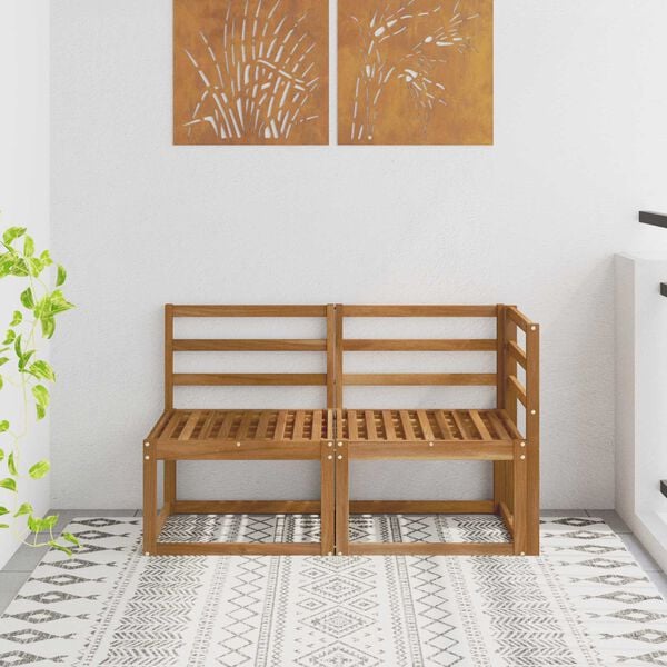 vidaXL Външен среден и ъглов диван 2 Брой Естествен